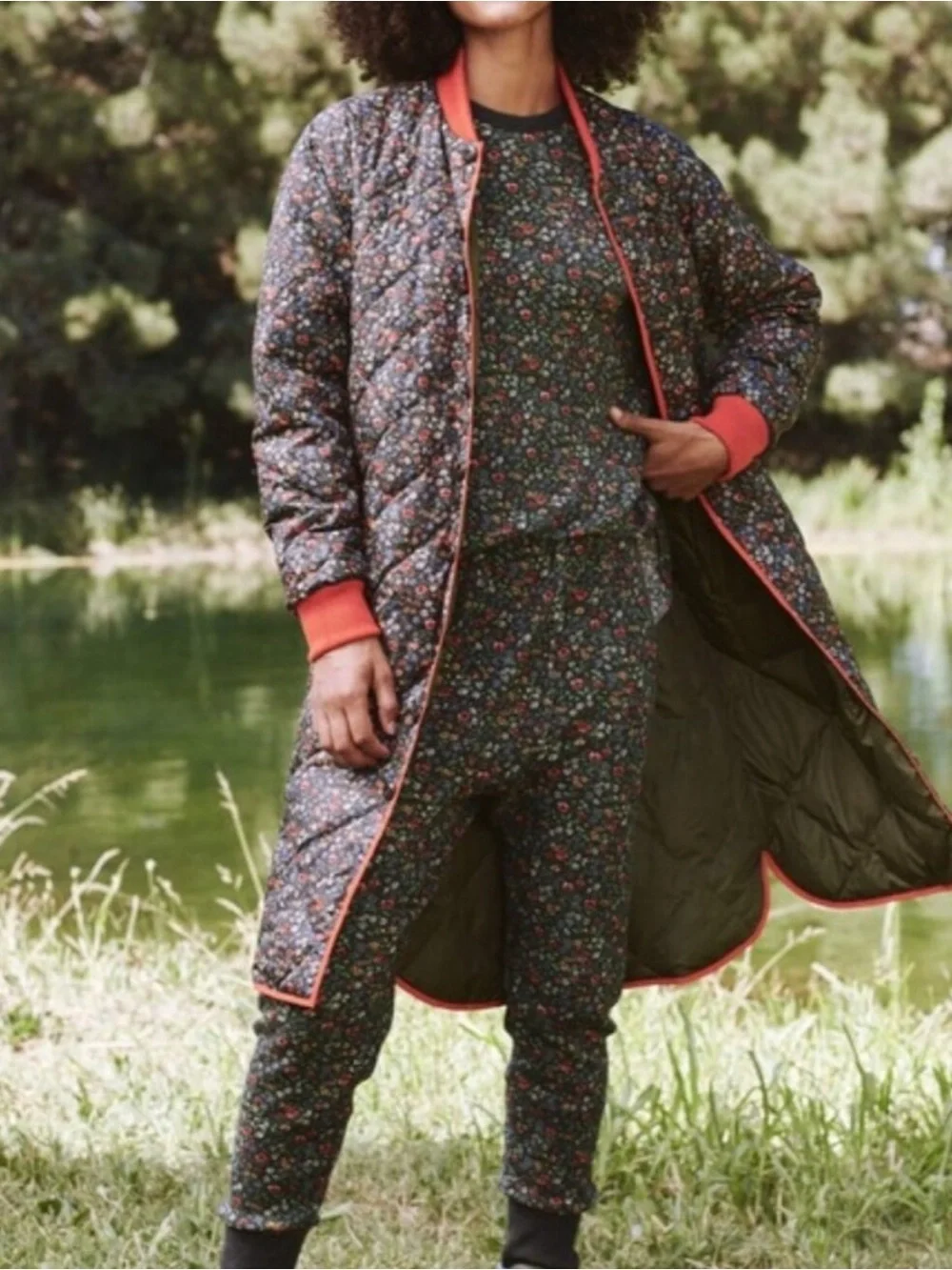 The Great + Eddie Bauer reversible down quilted bomber jacket